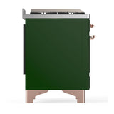 ILVE UMD40FNR3EGPLP Majestic III 40 inch Dual Fuel Range with 6 Burners and Griddle, Dual Function Burner up to 25,000 BTU (Liquid Propane, Triple Glass Door, Emerald Green, Copper)