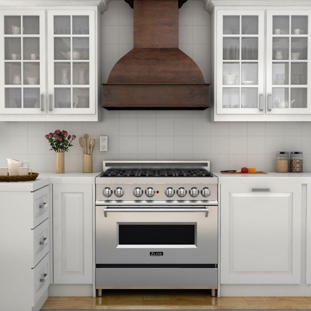 ZLINE 36 in. Wooden Wall Mount Range Hood in Walnut and Hamilton - Includes Remote Motor (369WH-RS-36)