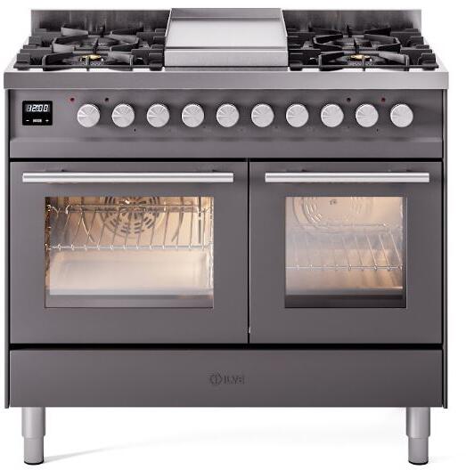 Professional Plus II 40 Inch Dual Fuel Liquid Propane Freestanding Range in Matte Graphite with Trim