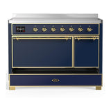 ILVE UMIB48QNR3MBG Majestic III 48 inch Induction Range with 6 Elements, 5.02 cu. ft. Total Oven Capacity (Solid Door, Midnight Blue, Brass)