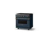36"W. Sealed Burner Gas Range (Burner: 6b, Finish: Squall, Trim: Brushed Brass, Fuel: Natural Gas)