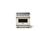 36"W. Induction Range (Finish: Pure White, Trim: Polished Chrome)