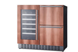 36" Wide Combination Wine Cellar & 2-drawer Refrigerator (panel Not Included)