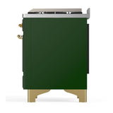 ILVE UMD40FQNR3EGG Majestic III 40 inch Dual Fuel Range with 6 Burners and Griddle, Dual Function Burner up to 25,000 BTU (Natural Gas, Solid Door, Emerald Green, Brass)