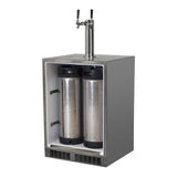Outdoor 24" Twin Tap Built In Beer Dispenser with Stainless Steel Door - Solid Stainless Steel Door With Lock - Right Hinge