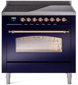 Nostalgie II 36 Inch Electric Freestanding Range in Blue with Copper Trim