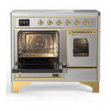 ILVE UMDIB40NR3SSG Majestic III 40 inch Induction Range with 6 Elements, 3.82 cu. ft. Total Oven Capacity (Triple Glass Door, Stainless Steel, Brass)