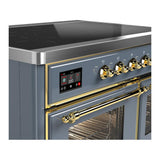 ILVE UMDIB40NR3BGG Majestic III 40 inch Induction Range with 6 Elements, 3.82 cu. ft. Total Oven Capacity (Triple Glass Door, Blue Grey, Brass)