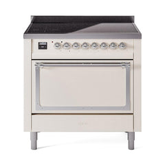 ILVE UNI366QNMPAWC Nostalgie II Noblesse 36 inch Induction Range (Solid Door, Antique White, Chrome)
