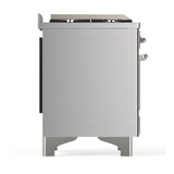 ILVE UM48FNR3SSC Majestic III 48 inch Dual Fuel Range with 8 Burners and Griddle, Dual Function Burner up to 25,000 BTU (Natural Gas, Triple Glass Door, Stainless Steel, Chrome)