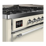 ILVE UM60FQNR3AWC Majestic III 60 inch Dual Fuel Range with 9 Burners and Griddle, Dual Function Burner up to 25,000 BTU (Natural Gas, Solid Door, Antique White, Chrome)