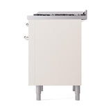 ILVE UN36FQNMPAWG Nostalgie II Noblesse 36 inch Dual Fuel Range (Natural Gas, Solid Door, Antique White, Brass)
