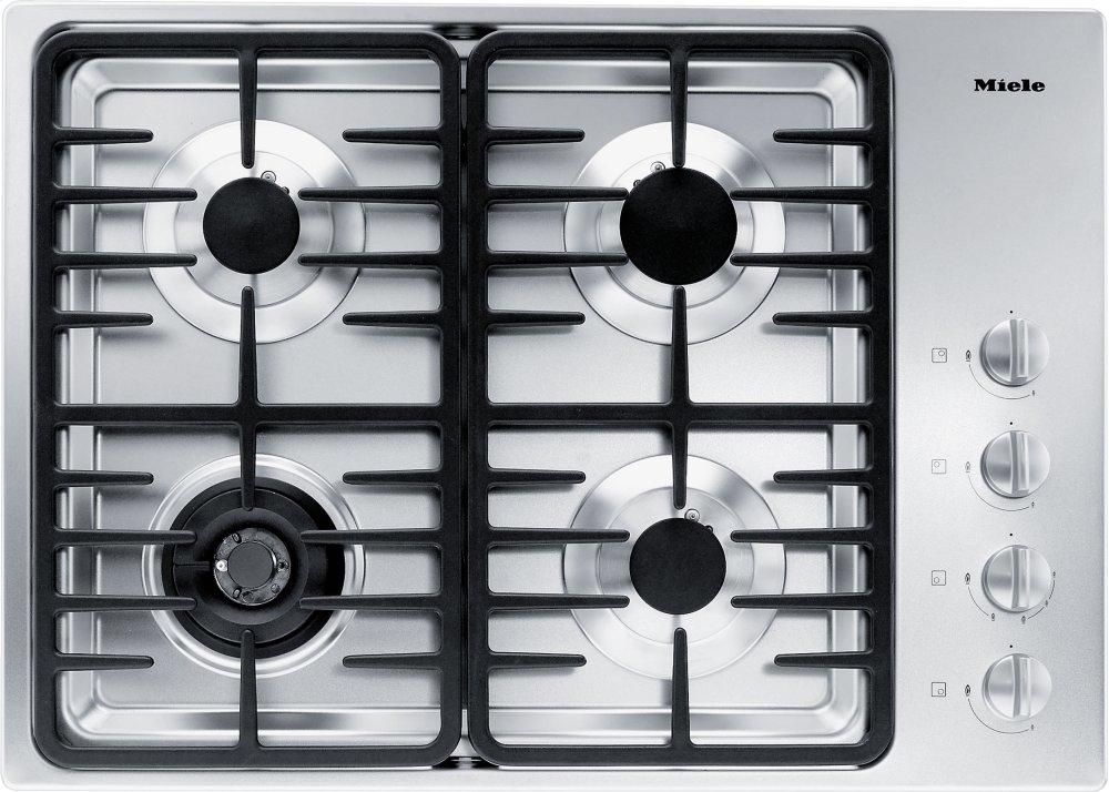 KM 3465 LP Stainless steel - 30-inch gas cooktop with a dual wok burner for particularly wide ranging burner capacity.
