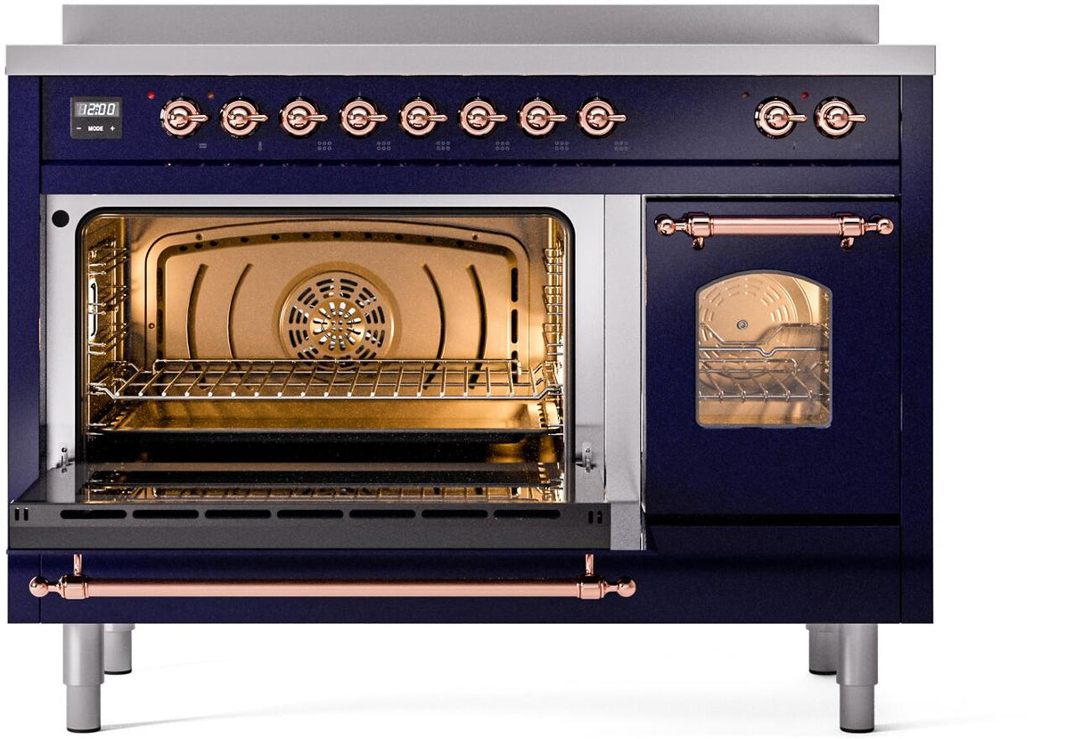 Nostalgie II 48 Inch Electric Freestanding Range in Blue with Copper Trim