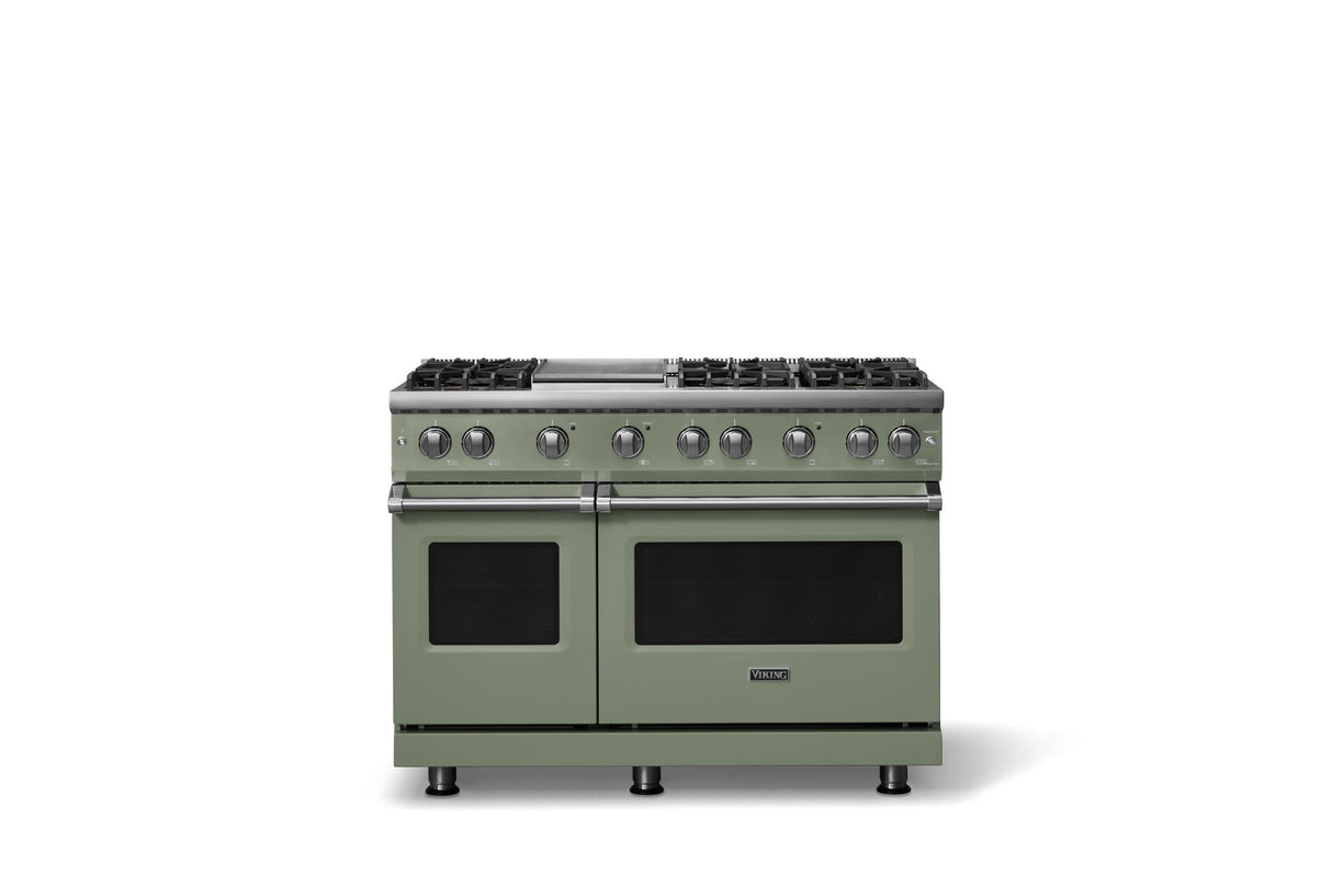 48"W. Sealed Burner Gas Range (Burner: 6g, Finish: Eucalyptus, Trim: Polished Chrome, Fuel: Natural Gas)