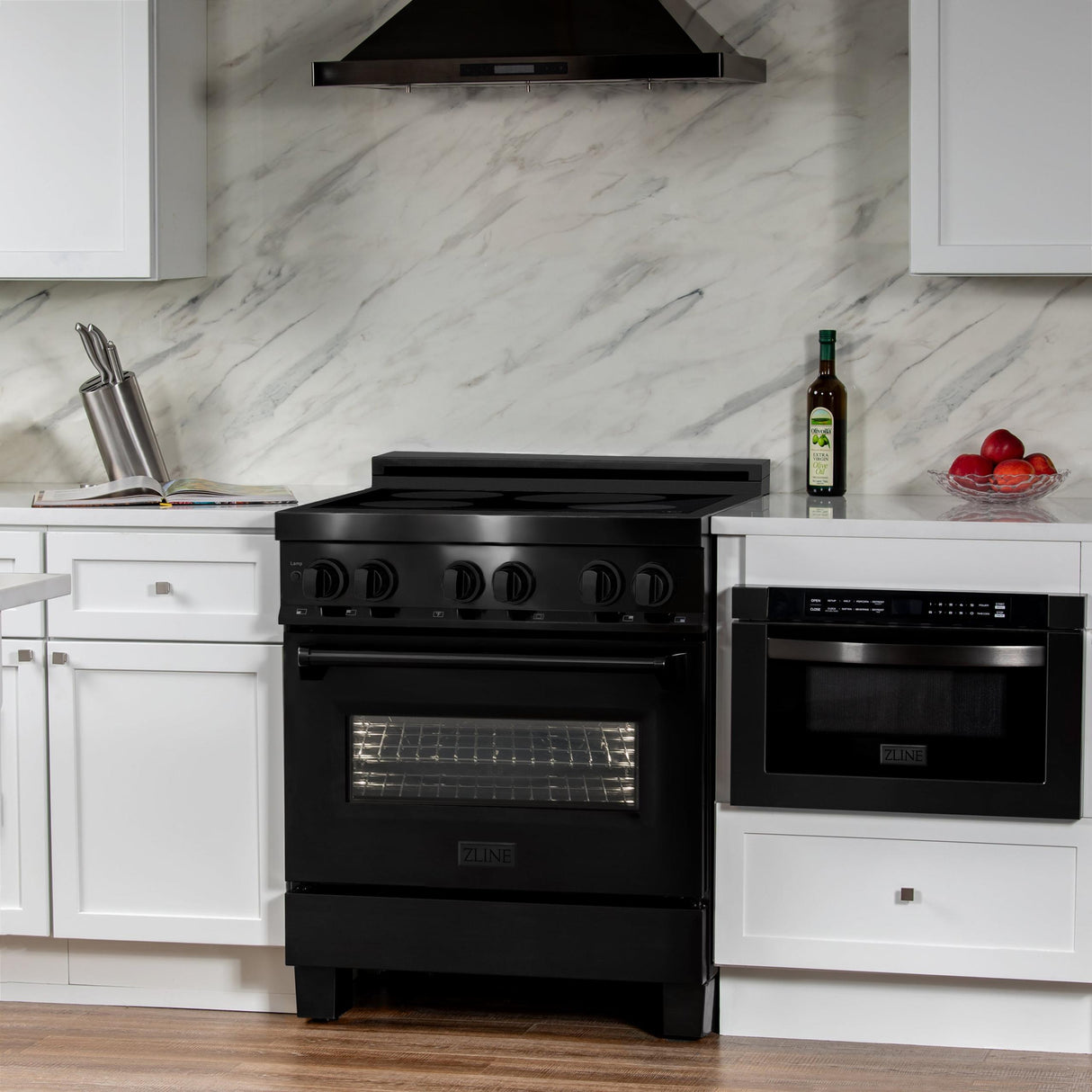 ZLINE Induction Range with a 4 Element Stove and Electric Oven in Black Stainless Steel (RAIND-BS-30)