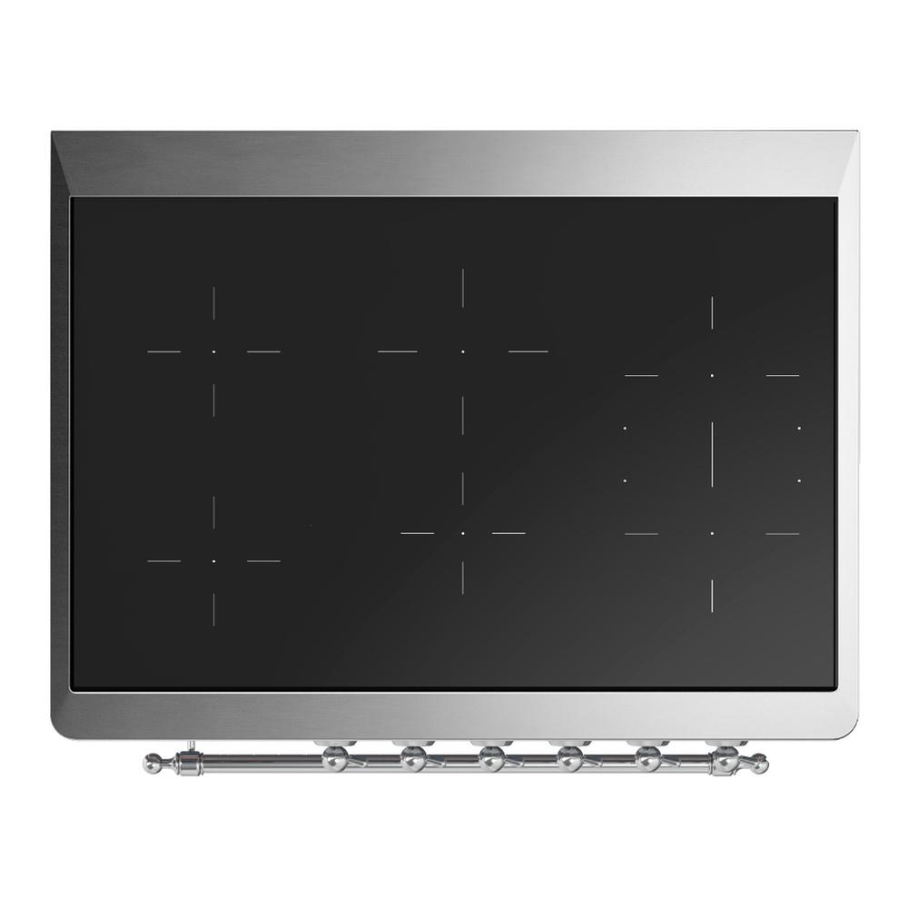 ILVE UMIB36NR3SSC Majestic III 36 inch Induction Range with 6 Elements, 3.5 cu. ft. Total Oven Capacity (Triple Glass Door, Stainless Steel, Chrome)