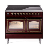 ILVE UNDI406NMPBUB Nostalgie II Noblesse 40 inch Induction Range (Triple Glass Door, Burgundy, Burnished)