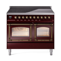 ILVE UNDI406NMPBUB Nostalgie II Noblesse 40 inch Induction Range (Triple Glass Door, Burgundy, Burnished)