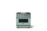 36"W. Dual Fuel Range (Burner: 4g, Finish: Splash, Trim: Polished Chrome, Fuel: Natural Gas)