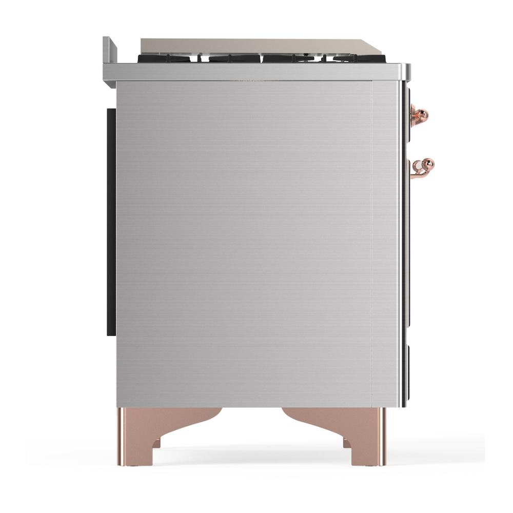 ILVE UM36FQNR3SSP Majestic III 36 inch Dual Fuel Range with 6 Black Brass Burners and Griddle, Dual Function Burner up to 25,000 BTU (Solid Door, Stainless Steel, Copper, Natural Gas)