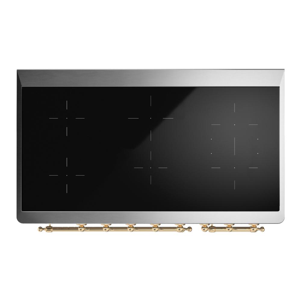 ILVE UMIB48NR3EGG Majestic III 48 inch Induction Range with 6 Elements, 5.02 cu. ft. Total Oven Capacity (Triple Glass Door, Emerald Green, Brass)