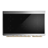 ILVE UMIB48NR3EGG Majestic III 48 inch Induction Range with 6 Elements, 5.02 cu. ft. Total Oven Capacity (Triple Glass Door, Emerald Green, Brass)