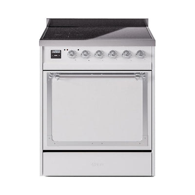 ILVE UNI304QNMPWHC Nostalgie II Noblesse 30 inch Induction Range (Solid Door, White, Chrome)