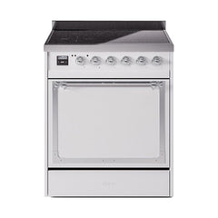 ILVE UNI304QNMPWHC Nostalgie II Noblesse 30 inch Induction Range (Solid Door, White, Chrome)