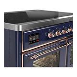 ILVE UMDIB40NR3MBP Majestic III 40 inch Induction Range with 6 Elements, 3.82 cu. ft. Total Oven Capacity (Triple Glass Door, Midnight Blue, Copper)