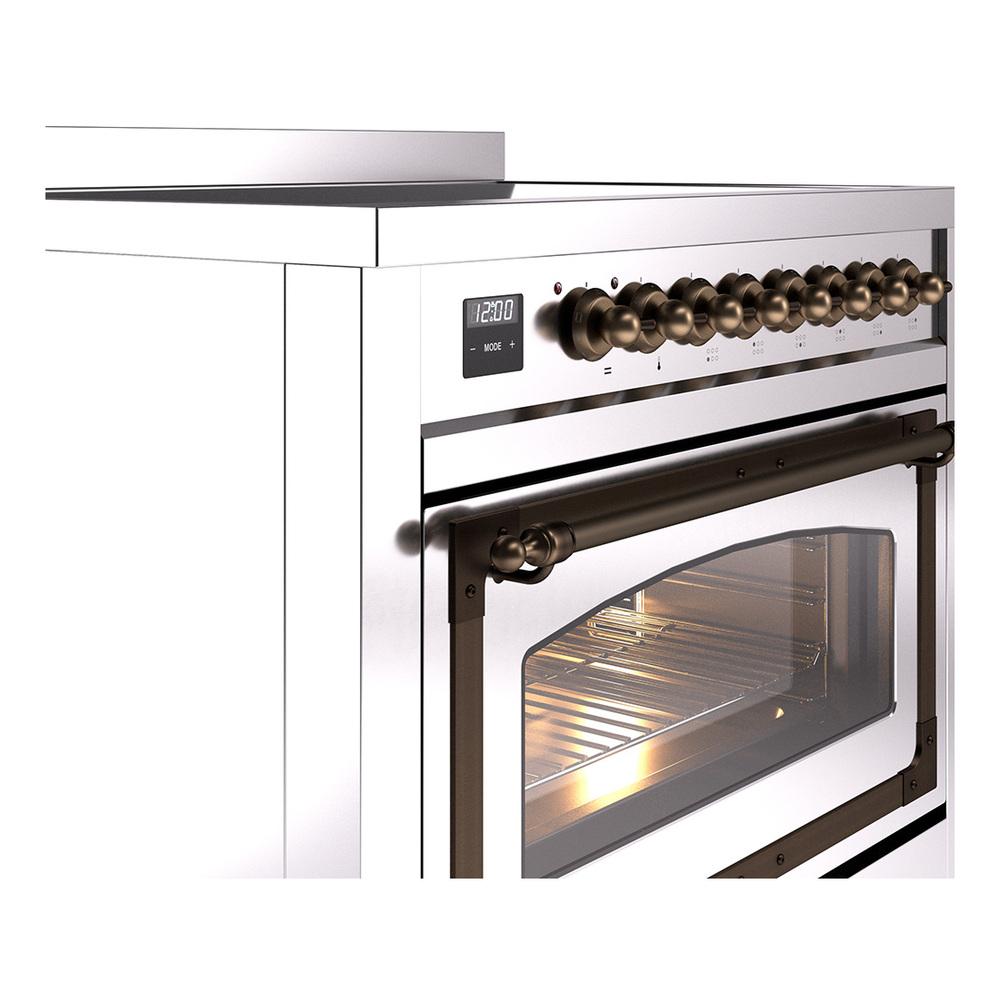 ILVE UNI366NMPSSB Nostalgie II Noblesse 36 inch Induction Range (Triple Glass Door, Stainless Steel, Burnished)