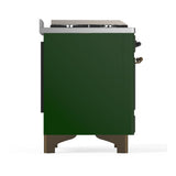 ILVE UMD40FQNR3EGBLP Majestic III 40 inch Dual Fuel Range with 6 Burners and Griddle, Dual Function Burner up to 25,000 BTU (Liquid Propane, Solid Door, Emerald Green, Burnished)