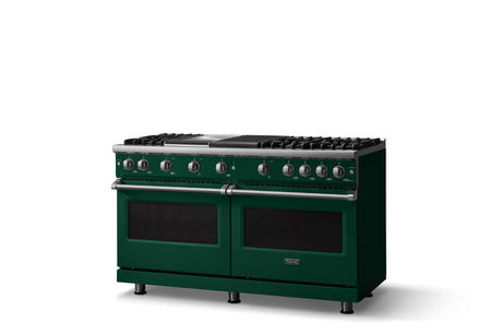 60"W. Sealed Burner Gas Range (Finish: Ivy, Trim: Polished Chrome, Fuel: Natural Gas)