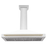 ZLINE 48 in. Autograph Edition Convertible Stainless Steel Range Hood with White Matte Shell and Champagne Bronze Accents (KB4STZ-WM48-CB) [Color: Gold Accents]