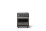 30"W. Electric Range (Finish: Damascus Gray, Trim: Polished Chrome)