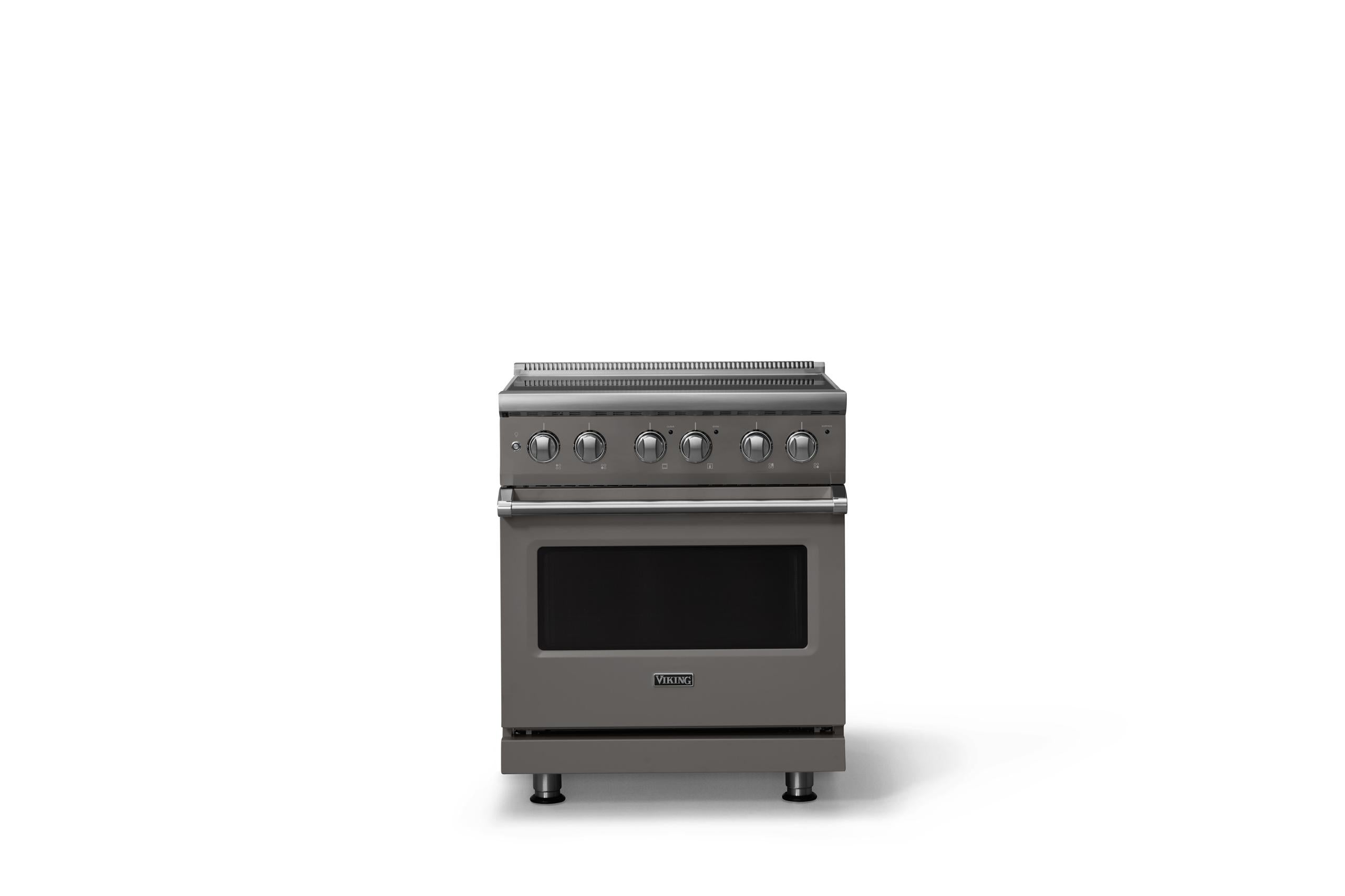 30"W. Electric Range (Finish: Damascus Gray, Trim: Polished Chrome)