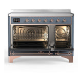 ILVE UMIB48QNR3BGP Majestic III 48 inch Induction Range with 6 Elements, 5.02 cu. ft. Total Oven Capacity (Solid Door, Blue Grey, Copper)