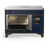 ILVE UMIB48NR3MBB Majestic III 48 inch Induction Range with 6 Elements, 5.02 cu. ft. Total Oven Capacity (Triple Glass Door, Midnight Blue, Burnished)