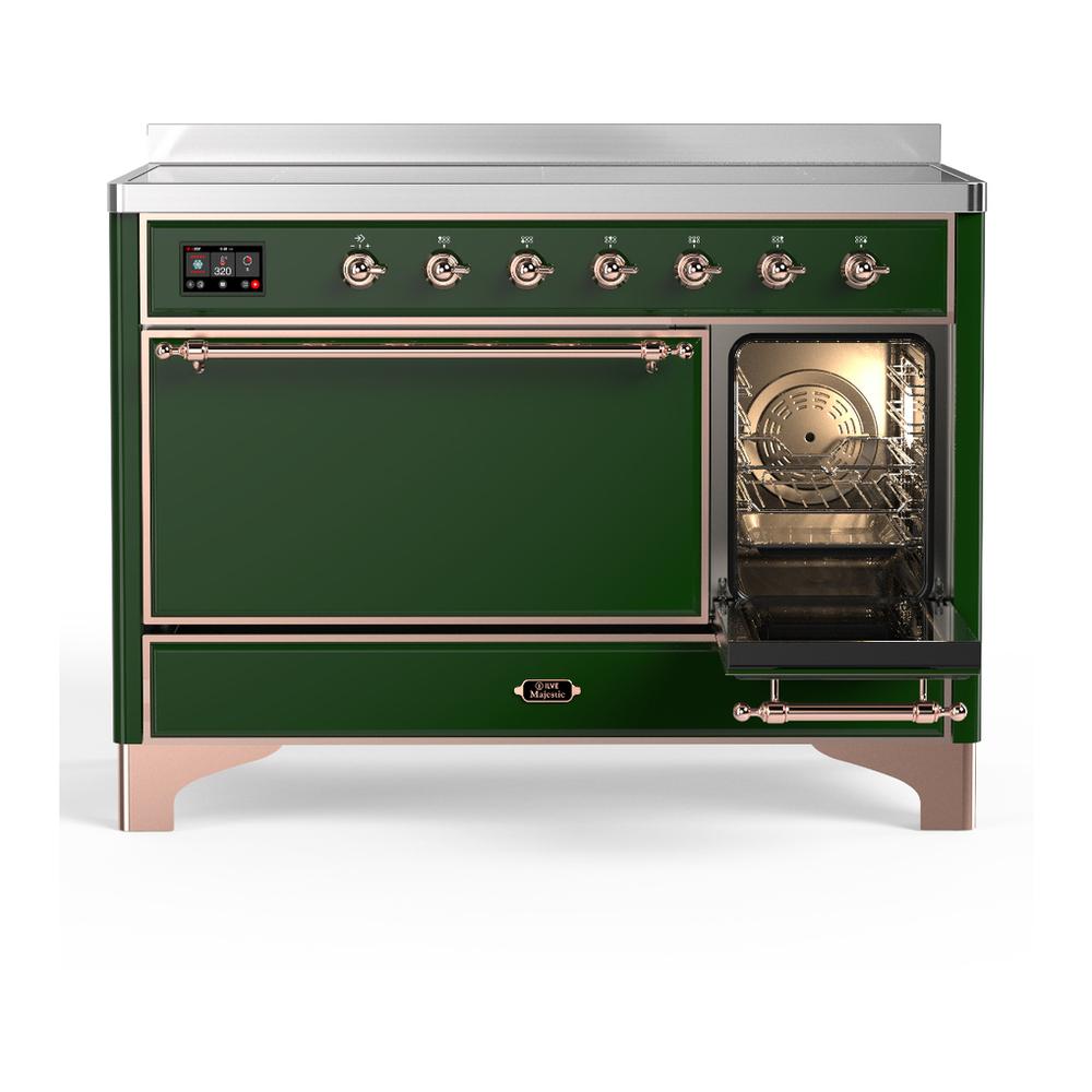 ILVE UMIB48QNR3EGP Majestic III 48 inch Induction Range with 6 Elements, 5.02 cu. ft. Total Oven Capacity (Solid Door, Emerald Green, Copper)