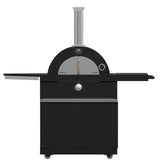 Forno All Aperto 99,600 BTU Outdoor Kitchen, 5 Burners, Infrared Burners, Side Burner, Black Sintered Stone Countertops, Gas Pizza Oven, Sink Module, Bar & Beverage Center