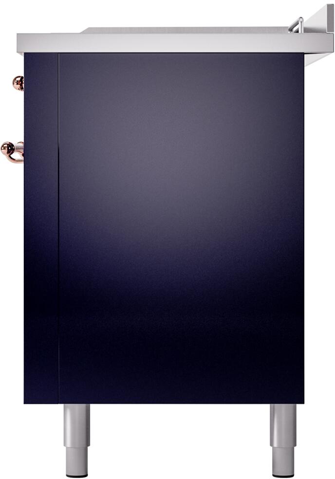 Nostalgie II 60 Inch Dual Fuel Liquid Propane Freestanding Range in Blue with Copper Trim