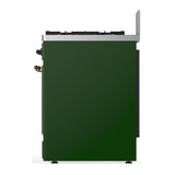 ILVE UM30NR3EGB Majestic III 30 inch Dual Fuel Range with 5 Black Brass Burners, Dual Function Burner up to 25,000 BTU (Natural Gas, Triple Glass Door, Emerald Green, Burnished)