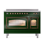 ILVE UNI486NMPEGB Nostalgie II Noblesse 48 inch Induction Range (Triple Glass Door, Emerald Green, Burnished)