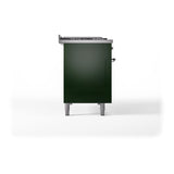 ILVE UN48FQNMPEGC Nostalgie II Noblesse 48 inch Dual Fuel Range (8 Sealed Burners + Griddle, Natural Gas, Solid Door, Emerald Green, Chrome)