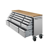 72" Inch 15-drawer Mobile Workbench In Stainless Steel