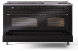 Nostalgie II 60 Inch Dual Fuel Liquid Propane Freestanding Range in Glossy Black with Bronze Trim