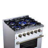 Forno Massimo 30-Inch White Freestanding Gas Range, 4 Burners, True Convection Oven