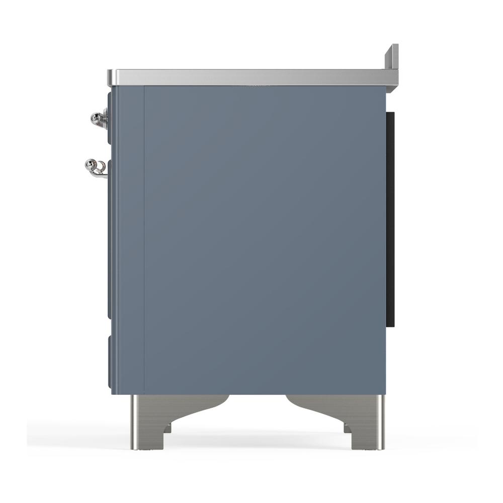 ILVE UMIB48NR3BGC Majestic III 48 inch Induction Range with 6 Elements, 5.02 cu. ft. Total Oven Capacity (Triple Glass Door, Blue Grey, Chrome)