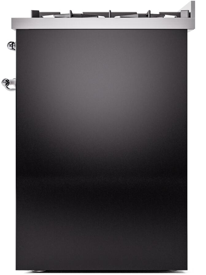 Nostalgie II 30 Inch Dual Fuel Liquid Propane Freestanding Range in Glossy Black with Chrome Trim
