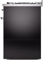 Nostalgie II 30 Inch Dual Fuel Liquid Propane Freestanding Range in Glossy Black with Chrome Trim